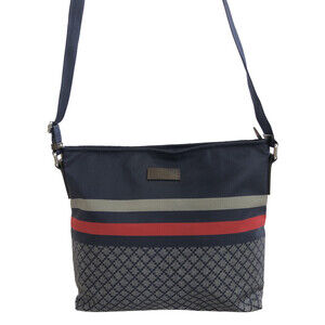 Gucci Navy BLUE Red Diamante Web Messenger Crossbody bag